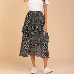 Dotted Print Tiered Layer Skirt